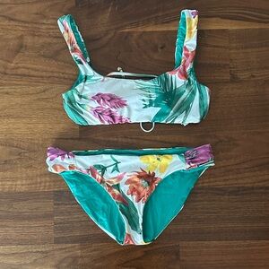 Floral Bikini Set with Tropical Print